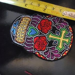 Sugar skull iron on patch